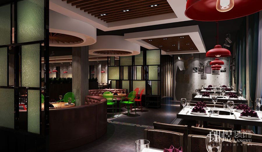 工業(yè)風(fēng)火鍋店用餐區(qū)效果圖