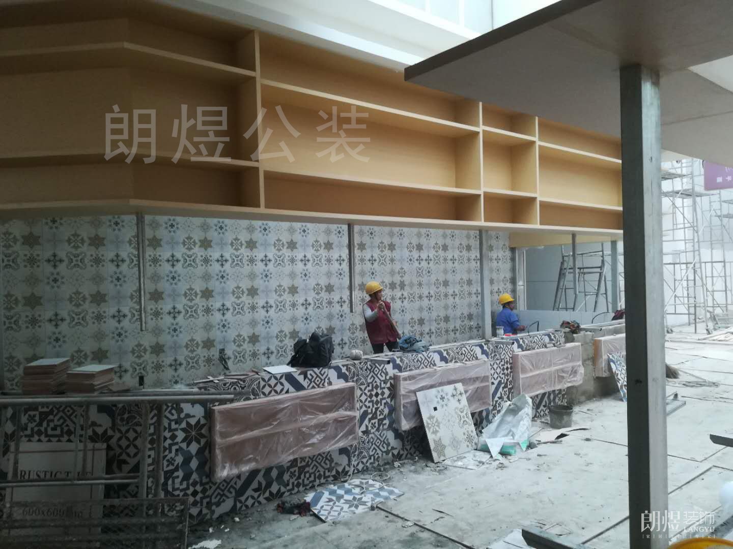 墻面施工中