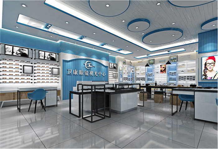 地中海風(fēng)格眼鏡店整體裝修效果圖