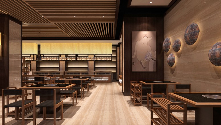500平米現(xiàn)代簡約風格火鍋店效果圖